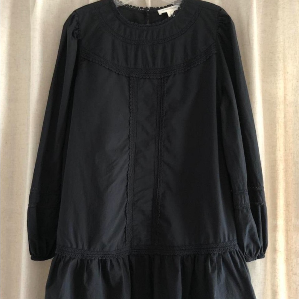Treasure & Bond Black Lace Trim Round Neck Top